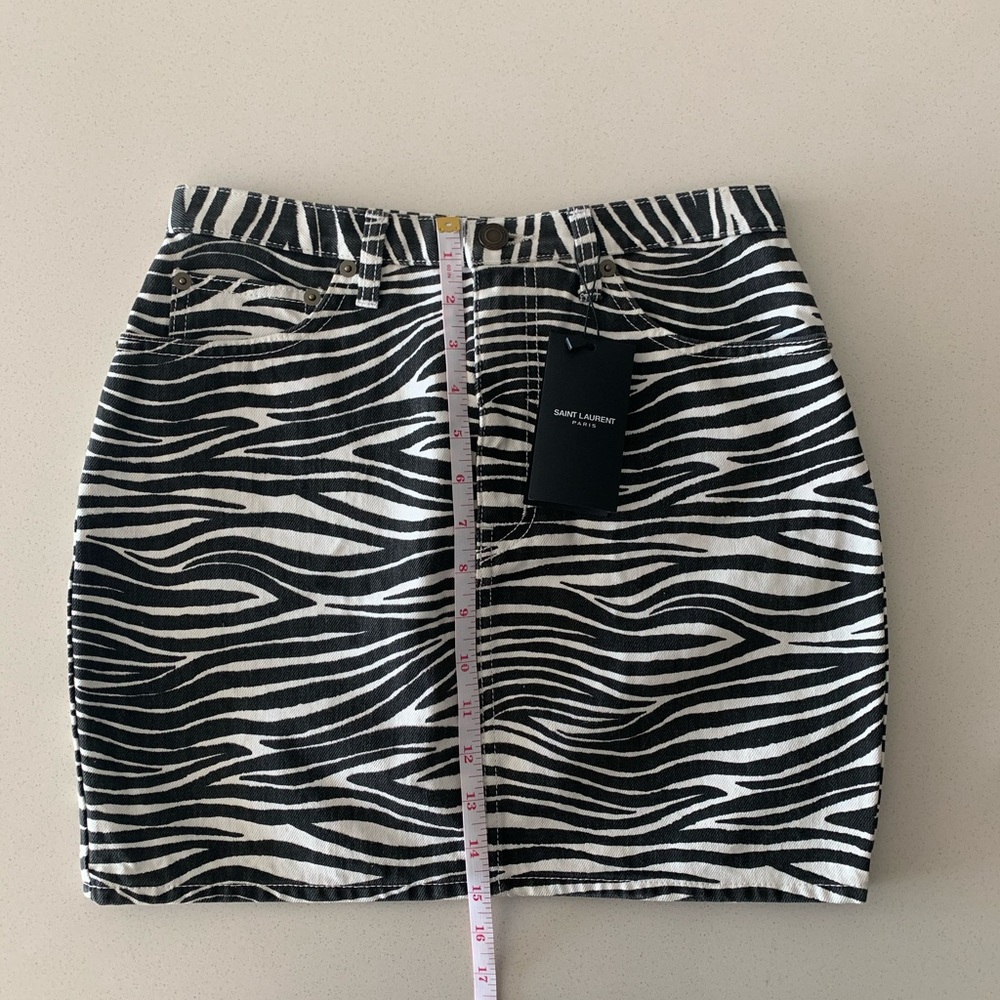 SOLD Saint Laurent Zebra Print Denim Skirt - Picture 10 of 11